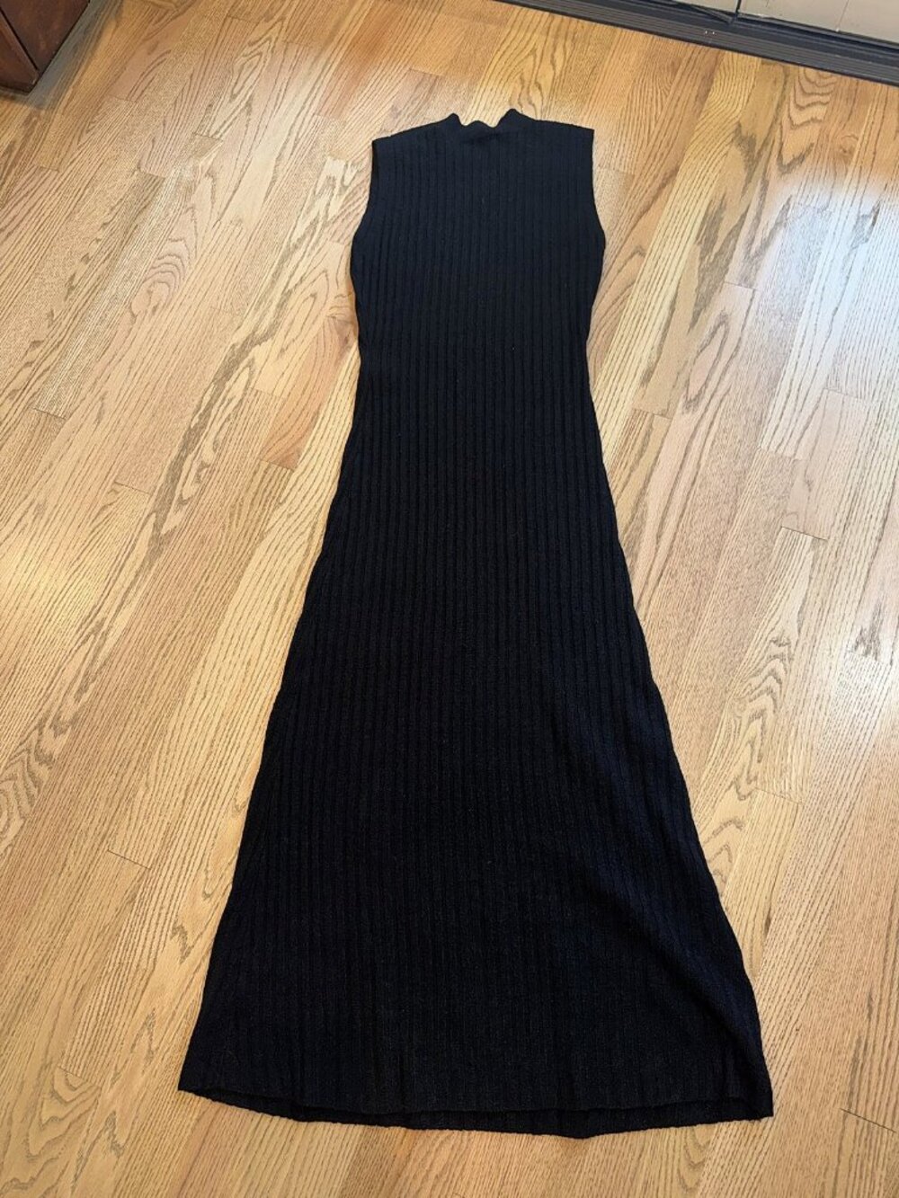 Topshop Black Ribbed Knit Sleeveless Mock Neck Maxi Dress Size M